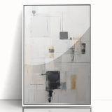 Framed wall art featuring an abstract modern design with vibrant colors and geometric patterns, displayed against a white background for a contemporary aesthetic.