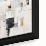 Close-up of a framed canvas featuring an abstract modern design with vibrant colors, showcasing intricate patterns and textures suitable for contemporary home decor.