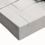 Close-up of a vibrant abstract modern design stretched canvas wall art featuring bold colors and intricate patterns, ideal for contemporary home decor.