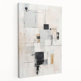 Abstract modern wall art collection featuring vibrant colors and geometric patterns on a stretched canvas, showcasing a side view with a sleek design, ideal for contemporary decor.