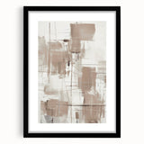 Modern abstract wall art collection featuring a sleek black frame with a mat, showcasing geometric patterns and vibrant colors, ideal for contemporary home decor.