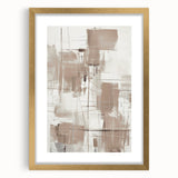 Abstract modern wall art collection featuring a framed piece with a gold mat, showcasing vibrant colors and geometric patterns, perfect for contemporary decor.