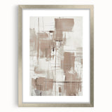 Abstract modern design wall art collection framed with a silver mat, showcasing vibrant colors and geometric patterns, perfect for contemporary home decor.