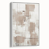 Framed canvas wall art featuring an abstract modern design in shades of white and gray, showcasing a sleek, contemporary aesthetic. Ideal for enhancing home decor.
