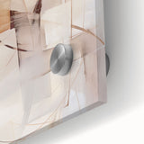 Close-up of a modern abstract wall art piece featuring vibrant colors and geometric shapes, designed for home decor; printed on acrylic glass for a sleek finish.