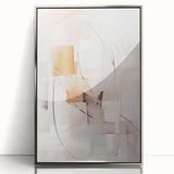 Framed acrylic wall art with an abstract modern design in silver tones, showcasing geometric shapes and fluid lines, perfect for contemporary decor.