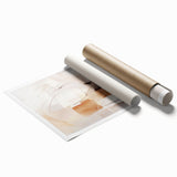 Abstract modern wall art print featuring vibrant colors and geometric shapes, rolled for easy shipping, perfect for contemporary home decor.