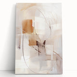 Abstract modern wall art collection featuring a vibrant, colorful design on stretched canvas, leaning against a minimalist wall, ideal for contemporary decor.