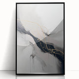 Framed abstract modern wall art collection showcasing vibrant colors and geometric designs, featuring a sleek black frame, perfect for contemporary decor.