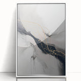 Framed acrylic wall art showcasing a modern abstract design with vibrant colors and geometric shapes, set against a white background, perfect for contemporary decor.