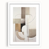 Abstract modern wall art collection featuring a framed piece with a white mat, showcasing vibrant colors and geometric shapes, perfect for contemporary home decor.