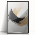 Framed abstract modern wall art featuring a striking black design, perfect for contemporary decor. The artwork is displayed in a sleek frame, emphasizing its bold geometric patterns and sophisticated aesthetic, ideal for enhancing living spaces.