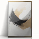 Framed abstract modern wall art featuring gold accents and a sleek acrylic finish, designed to enhance contemporary interior decor with a sophisticated touch.