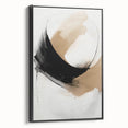 Framed canvas wall art featuring an abstract modern design with bold colors and geometric shapes, showcased from a black side view for a sleek presentation.