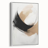 Framed wall art showcasing an abstract modern design with vibrant colors and geometric patterns. The white frame enhances the artwork's contemporary aesthetic, perfect for elevating home decor.