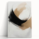 Abstract modern wall art collection featuring vibrant colors and geometric shapes on stretched canvas, leaning against a neutral wall, ideal for contemporary decor.