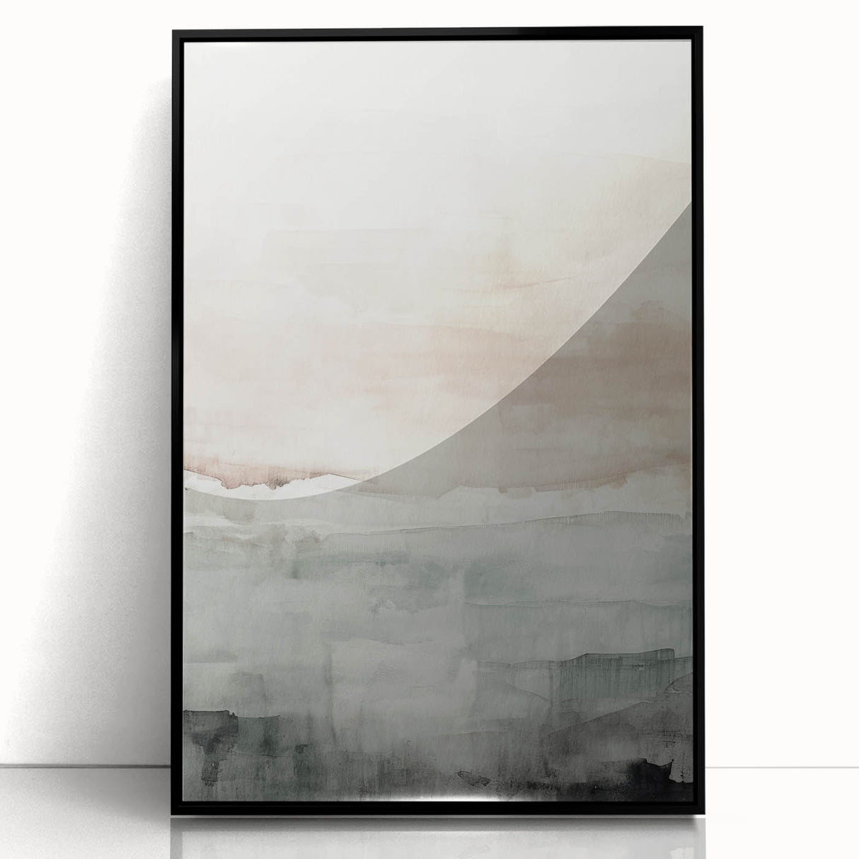 Framed modern abstract wall art in black acrylic, showcasing a dynamic design with bold colors and geometric shapes, perfect for contemporary decor.