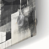 Close-up of an abstract modern design wall art piece, showcasing vibrant colors and intricate patterns on acrylic glass, perfect for contemporary home decor.