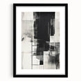 Abstract modern wall art collection framed in black with a mat, showcasing geometric patterns and vibrant colors, perfect for contemporary home decor.