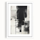 Abstract modern wall art collection featuring a framed piece with a white mat, showcasing vibrant colors and geometric shapes, ideal for contemporary decor.