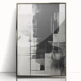 Framed abstract modern wall art collection showcasing a silver-acrylic design, ideal for contemporary decor, enhancing interior aesthetics with sophistication.