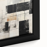 Close-up of an abstract modern design framed canvas wall art collection, showcasing vibrant colors and intricate patterns, ideal for contemporary decor.