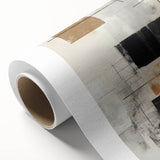 Vibrant abstract modern design wall art on rolled canvas, showcasing dynamic colors and geometric shapes, perfect for contemporary interior decor.