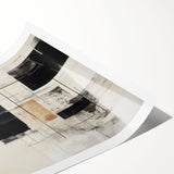 Abstract modern wall art print featuring vibrant colors and geometric patterns, rolled and ready for display, showcasing contemporary artistic design elements.