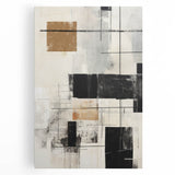 Abstract modern design wall art collection displayed in a stretched canvas format, featuring vibrant colors and geometric patterns, ideal for contemporary decor.