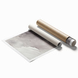 Abstract modern wall art print showcasing vibrant geometric shapes in bold colors, rolled for easy shipping and displayed in a protective cardboard tube. Perfect for contemporary home decor enthusiasts seeking a striking visual centerpiece.