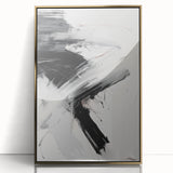 Framed wall art featuring an abstract modern design with gold accents, showcasing a sleek acrylic finish against a neutral background, perfect for contemporary decor.
