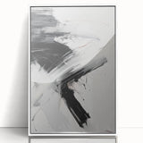 Framed acrylic wall art featuring an abstract modern design in vibrant colors, showcasing geometric shapes and flowing lines against a white background, perfect for contemporary home decor.