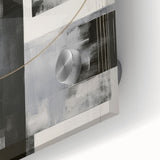 Close-up of a vibrant abstract modern wall art piece featuring a dynamic blend of bold colors and geometric shapes, designed for contemporary home decor.