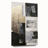 Abstract modern wall art collection displayed in a sleek acrylic frame, showcasing vibrant colors and geometric patterns, perfect for contemporary home decor.