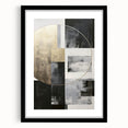 Abstract modern wall art collection in a sleek black frame with a white mat, showcasing vibrant colors and geometric shapes, perfect for contemporary home decor.