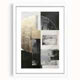 Abstract modern wall art collection in a white frame with a mat, showcasing geometric patterns in soft pastel colors, perfect for contemporary home decor.