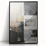 Framed black acrylic wall art featuring an abstract modern design, showcasing vibrant colors and geometric shapes, ideal for contemporary home decor.