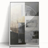 Framed abstract modern design wall art featuring bold colors and geometric shapes, displayed against a white background, ideal for contemporary decor.