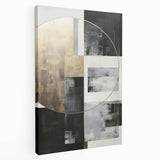 Abstract modern wall art collection featuring vibrant colors and geometric shapes on stretched canvas, showcasing a side view of the artwork's depth and texture. Ideal for contemporary home decor.