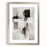 Abstract modern wall art collection featuring a framed silver design with a mat, showcasing geometric patterns and vibrant colors, perfect for contemporary decor.