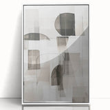 Framed acrylic wall art featuring an abstract modern design with vibrant colors and geometric shapes, showcasing a stylish front view suitable for contemporary decor.