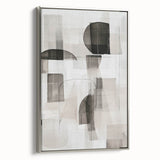 Framed canvas wall art showcasing an abstract modern design with silver accents, highlighting a sleek side view that enhances its elegant appeal.