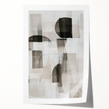 Abstract modern wall art print showcasing vibrant geometric shapes in bold colors, rolled for easy storage and transport, perfect for contemporary home decor.