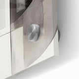 Close-up of an abstract modern wall art piece featuring vibrant colors and geometric shapes, displayed in sleek acrylic glass, adding a contemporary touch to any decor.