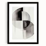 Abstract modern wall art collection featuring a sleek black frame and mat, showcasing vibrant geometric designs that enhance contemporary home decor. The piece emphasizes bold colors and intricate patterns, perfect for adding a touch of elegance to any living space.