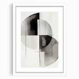 Abstract modern wall art collection featuring a sleek white frame with a mat, showcasing vibrant colors and geometric patterns, perfect for contemporary home decor.