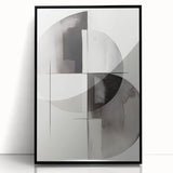 Framed abstract modern wall art design showcasing vibrant colors and geometric shapes, presented in a sleek black frame, ideal for contemporary decor.