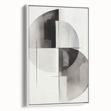 Framed canvas wall art showcasing an abstract modern design with vibrant colors and geometric patterns, displayed from a side view against a neutral background.