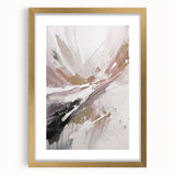 Abstract modern design wall art collection featuring a gold frame with a mat, showcasing intricate geometric patterns and a contemporary aesthetic, ideal for stylish home decor.