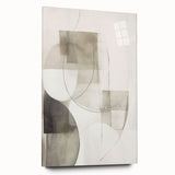 Abstract modern wall art collection displayed in a sleek acrylic frame, showcasing vibrant colors and geometric patterns, ideal for contemporary decor.